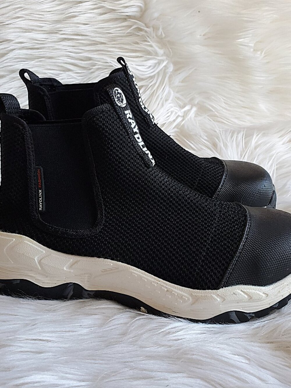 RAYDLINX Women's Black Lightweight Mesh Steel Toe Safety Boots SZ 6.5